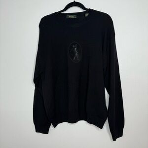 Bobby Jones collection black logo front golf merino wool sweater large